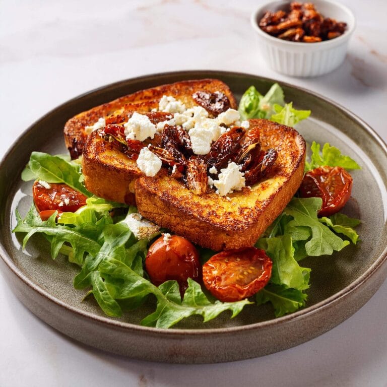 Stuffed French toast with a side of green salad.