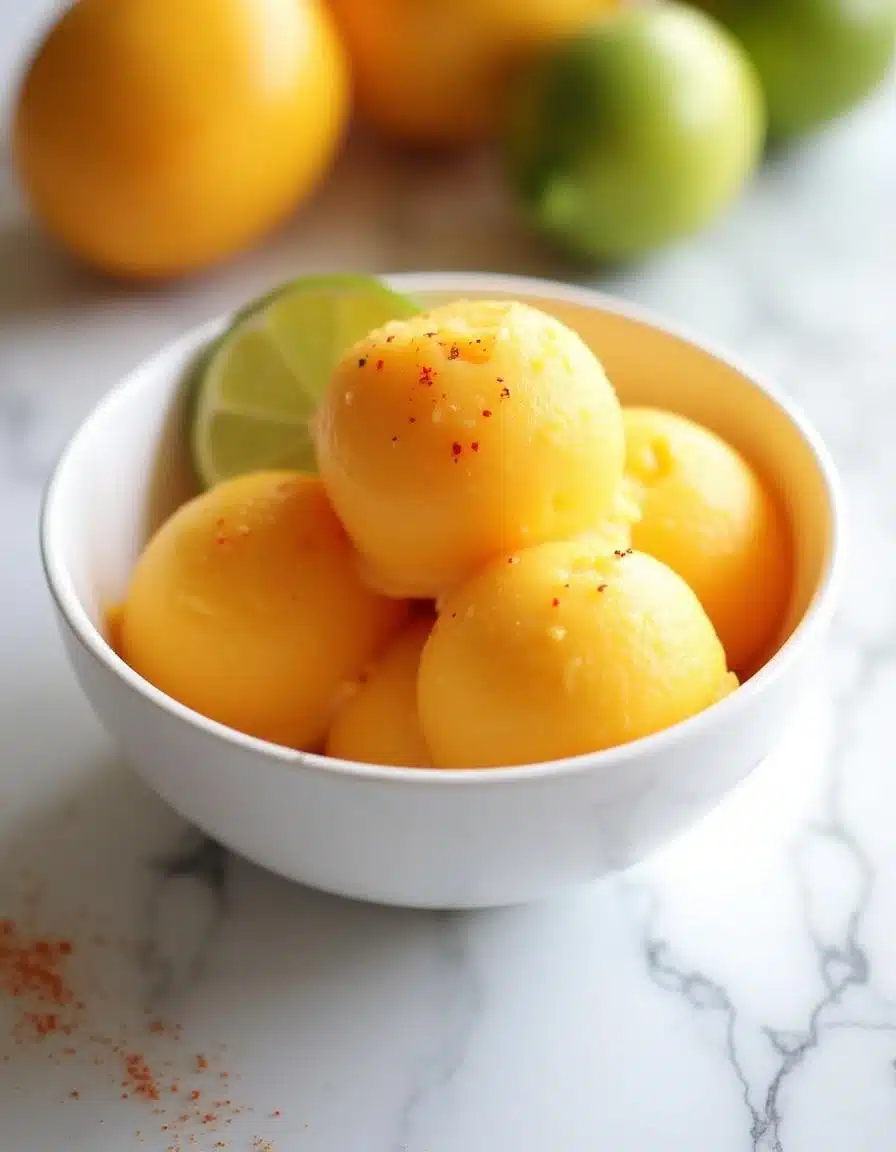 dish of chili mango sorbet