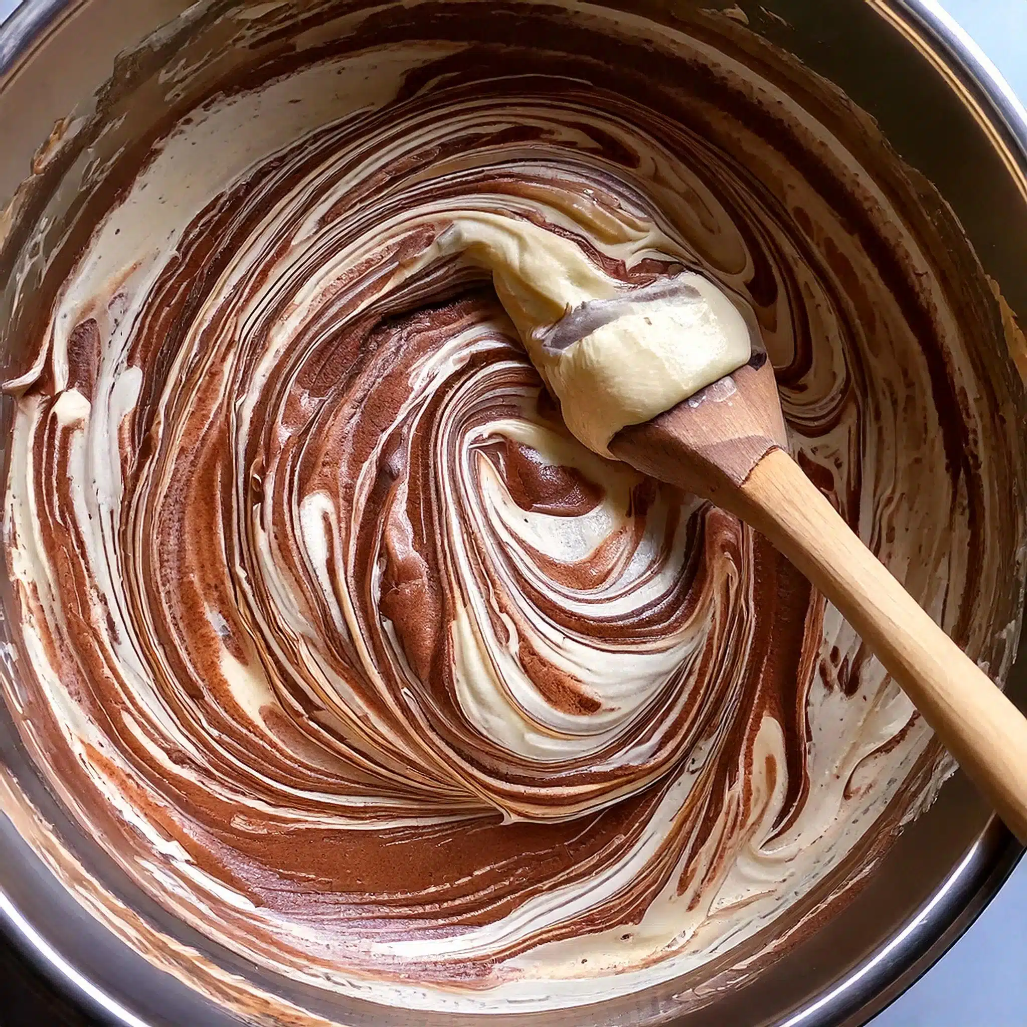 Whipping cream and egg whites for chocolate mousse recipe one