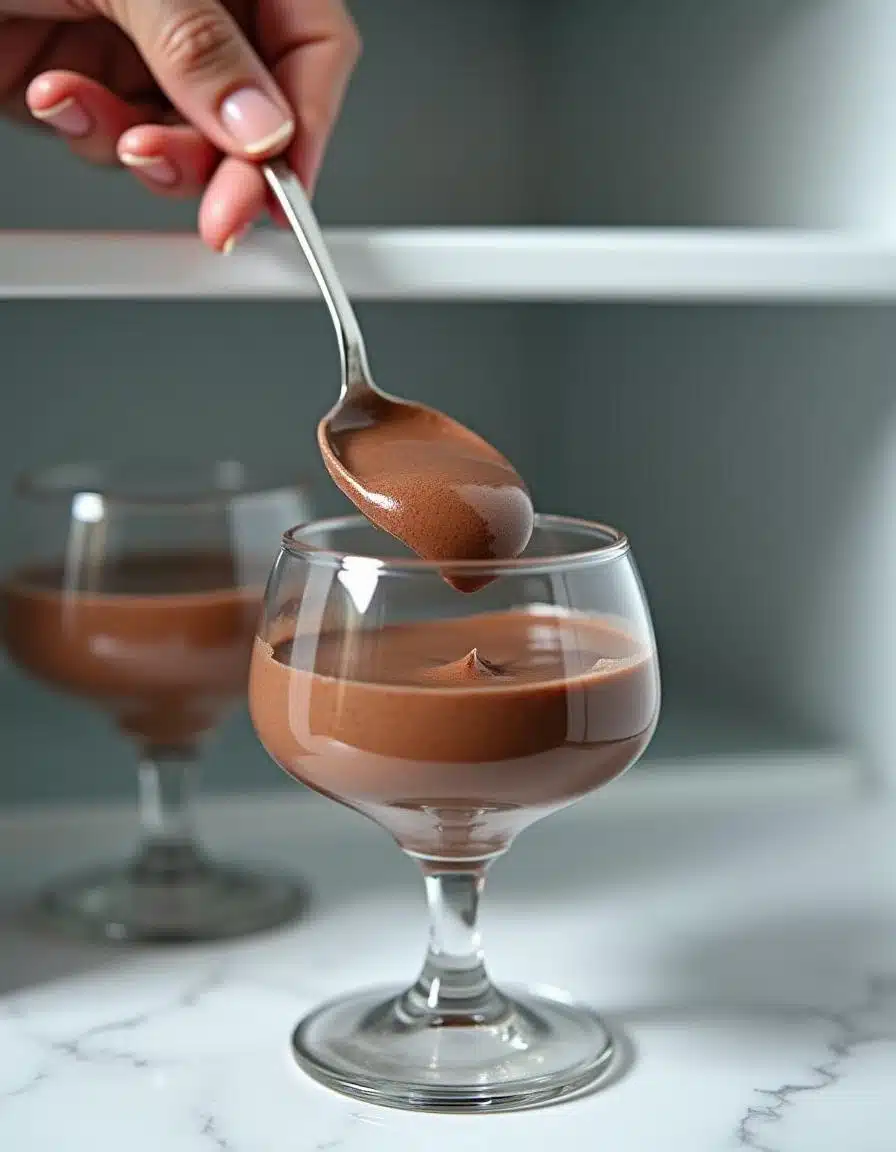 Combining whipped cream and egg whites with chocolate mixture for chocolate mousse recipe.