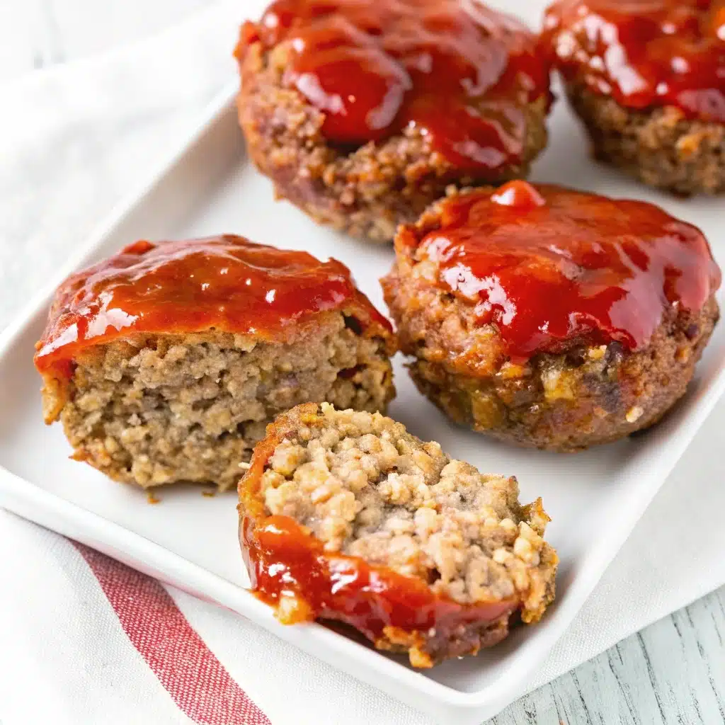 Golden brown mini meatloaf muffins on a white plate, garnished with fresh parsley.