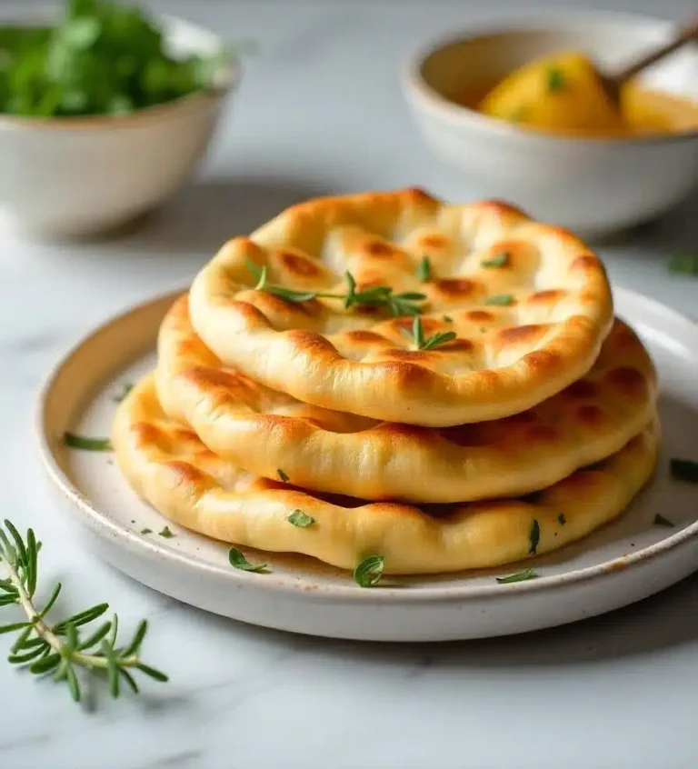 Final no-oven stovetop bread with honey butter and herbs