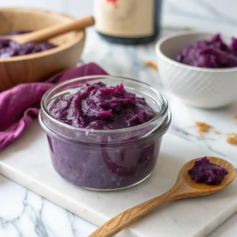 Ube Halaya served in a glass jar