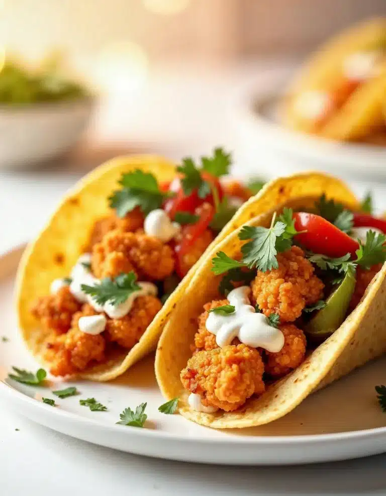 Assembling vegan buffalo cauliflower tacos