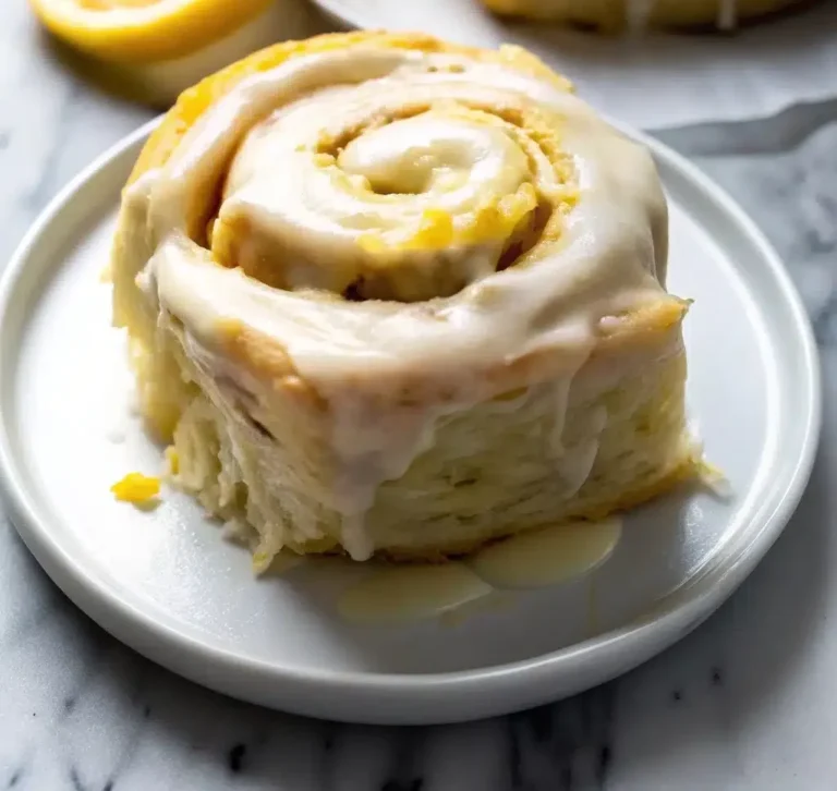 Beautifully presented Lemon Sweet Rolls with lemon zest garnish.