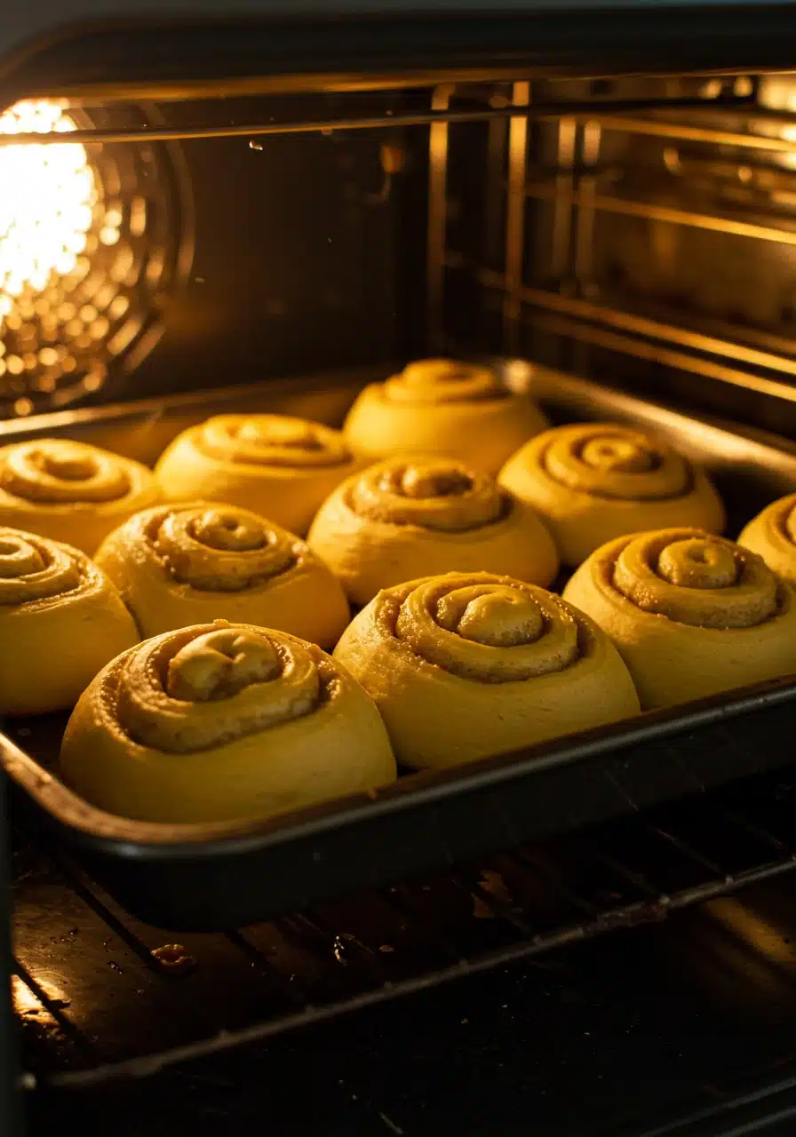 Golden-brown Lemon Sweet Rolls baking in the oven