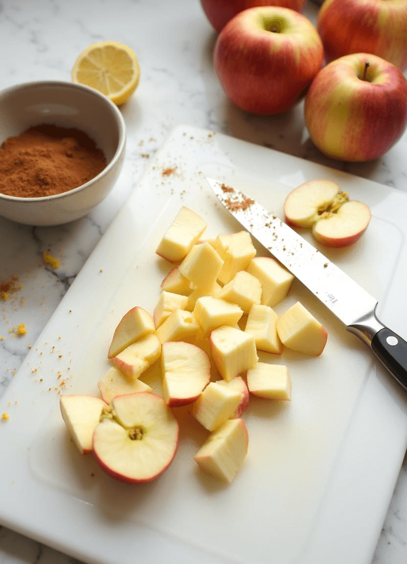 Chopped apples and cinnamon powder.