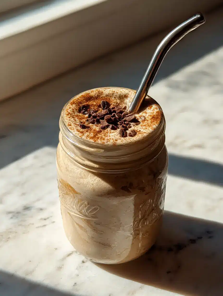 iced espresso smoothie with breakfast sides
