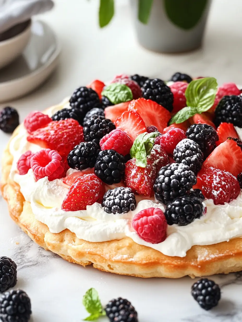 Sweet Cloud Bread Pizza Recipe Dessert-style Cloud Bread Pizza with cream cheese and fresh berries