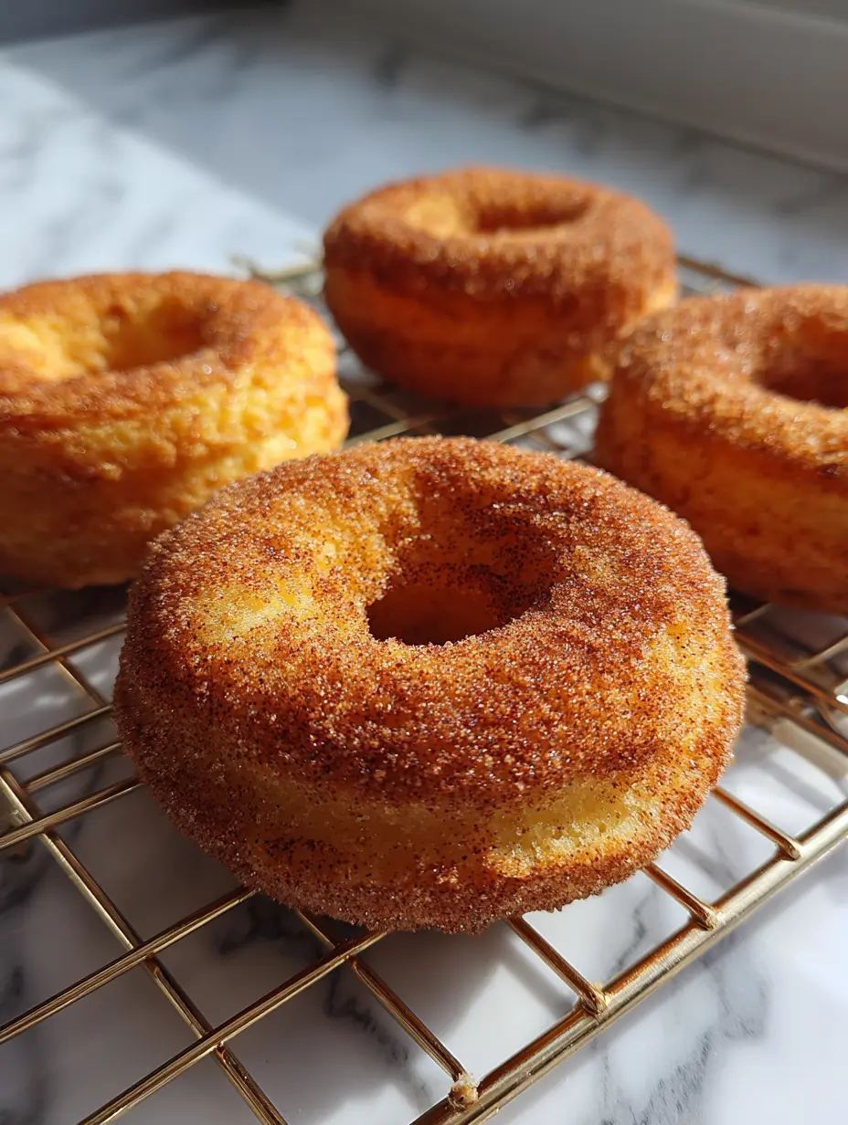 Freshly made 1-minute air fryer biscuit donuts on a cooling rack