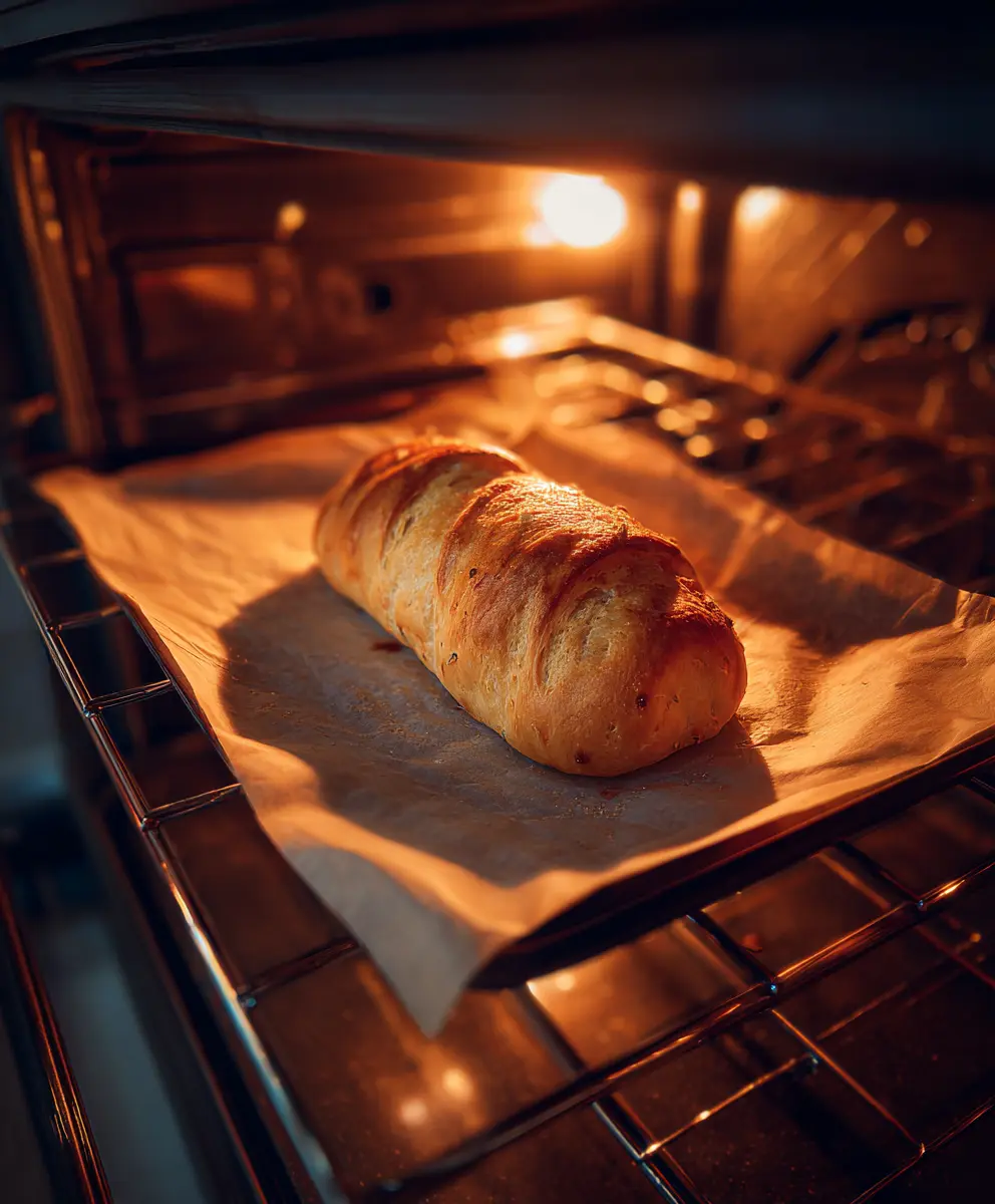 Garbage Bread Baking – Golden and Crispy Crust Golden brown garbage bread baking in oven