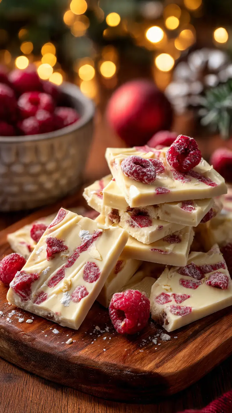 festive-raspberry-white-chocolate-bark-pieces-arra (1) for Holiday raspberry white chocolate bark