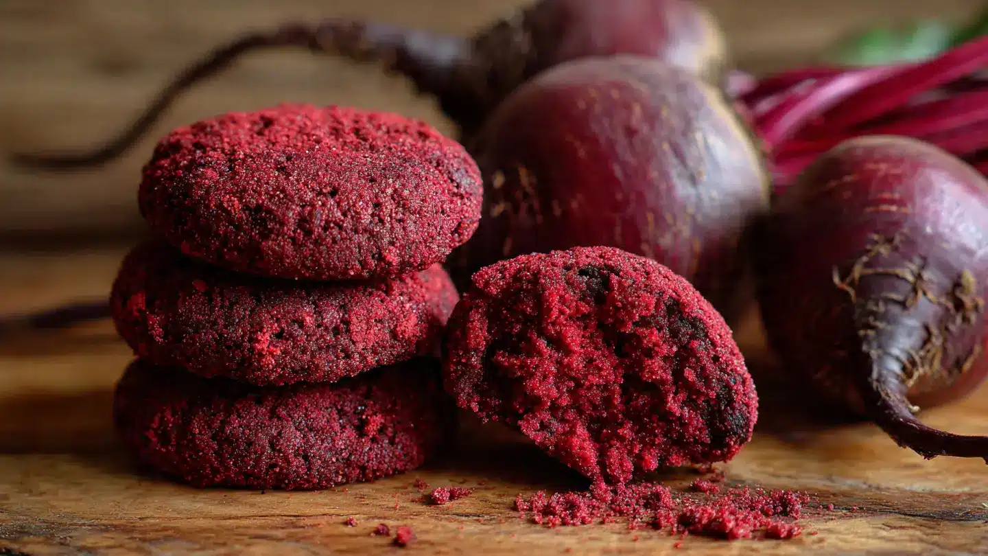 red-velvet-cookies-made-with-beet-powder-slightly- ultra Red velvet cookies without food coloring