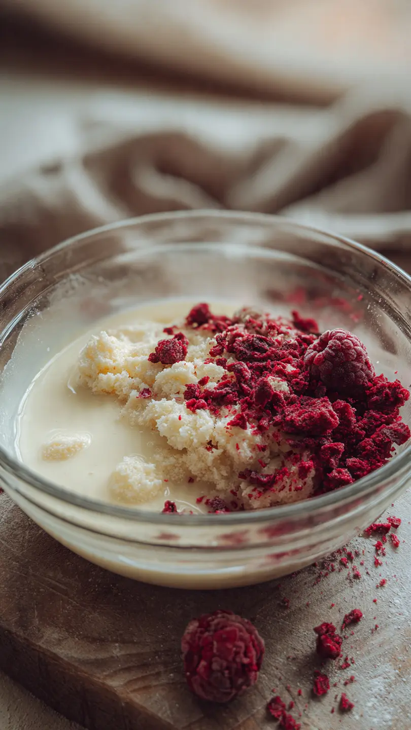 white-chocolate-melting-in-glass-bowl- (1) full Ingredients for Viral TikTok Raspberry White Chocolate Bark