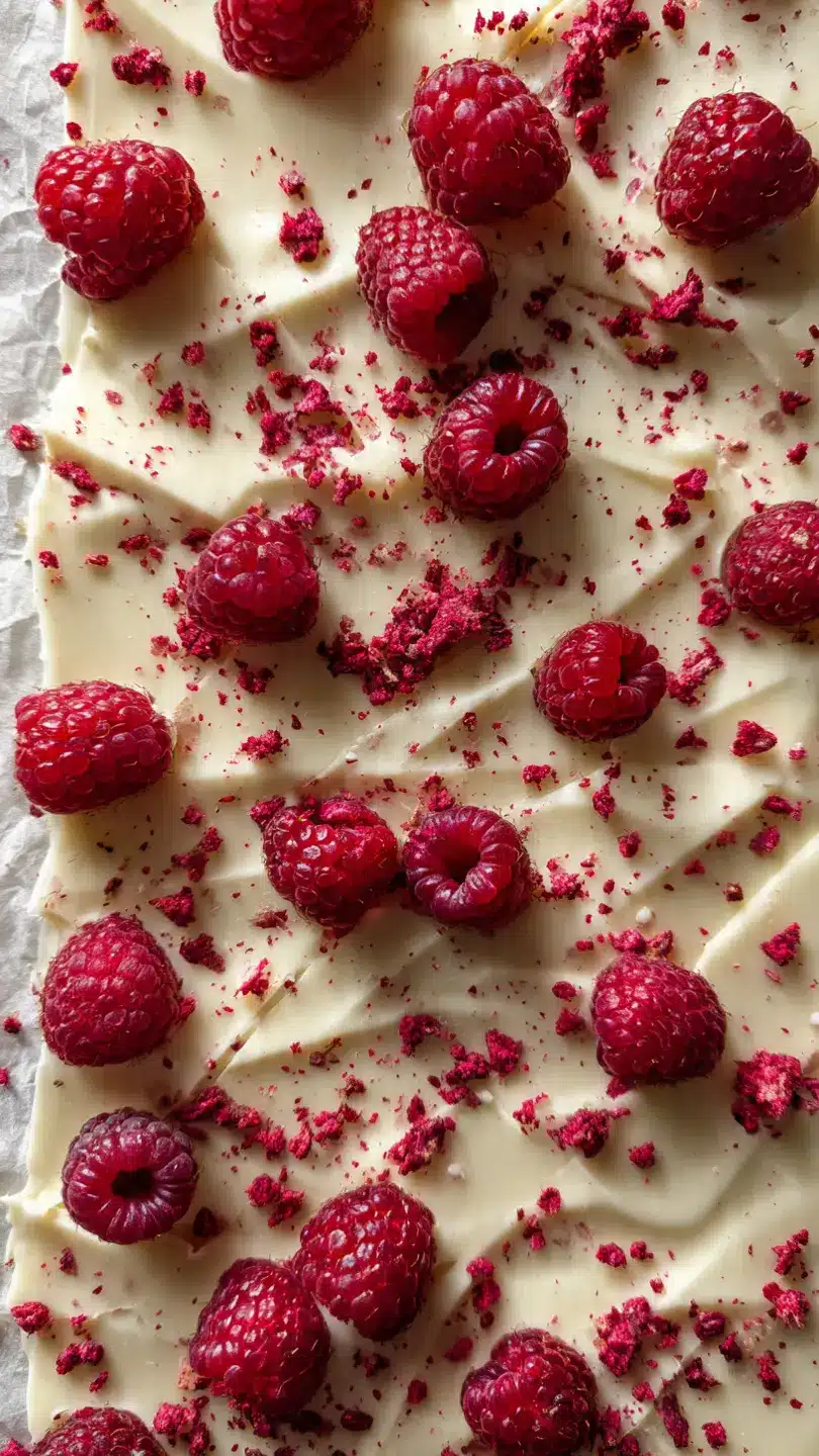 white-chocolate-spread-thin-on-parchment-paper-wit Spreading white chocolate for raspberry bark