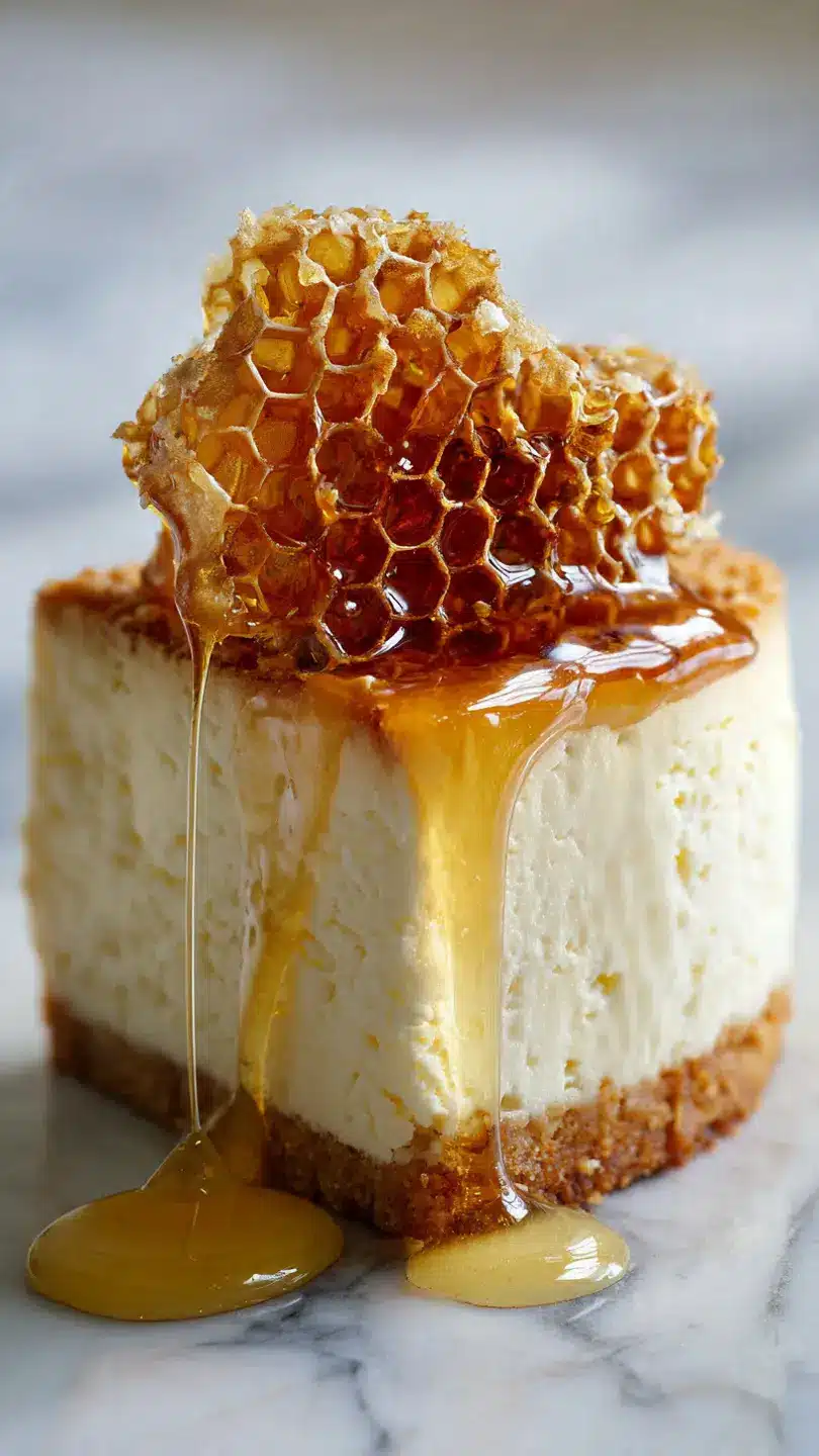Golden Honey Lava Cheesecake Cubes golden honey lava cheesecake cubes with creamy texture and flowing honey center on white marble kitchen counter