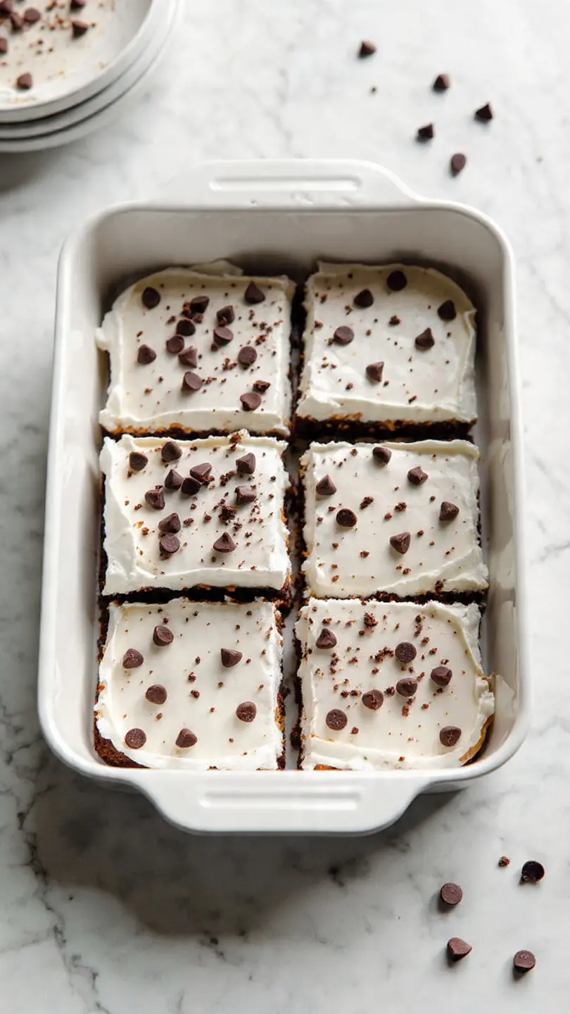 Chocolate peanut butter icebox cake cut into creamy layered squares