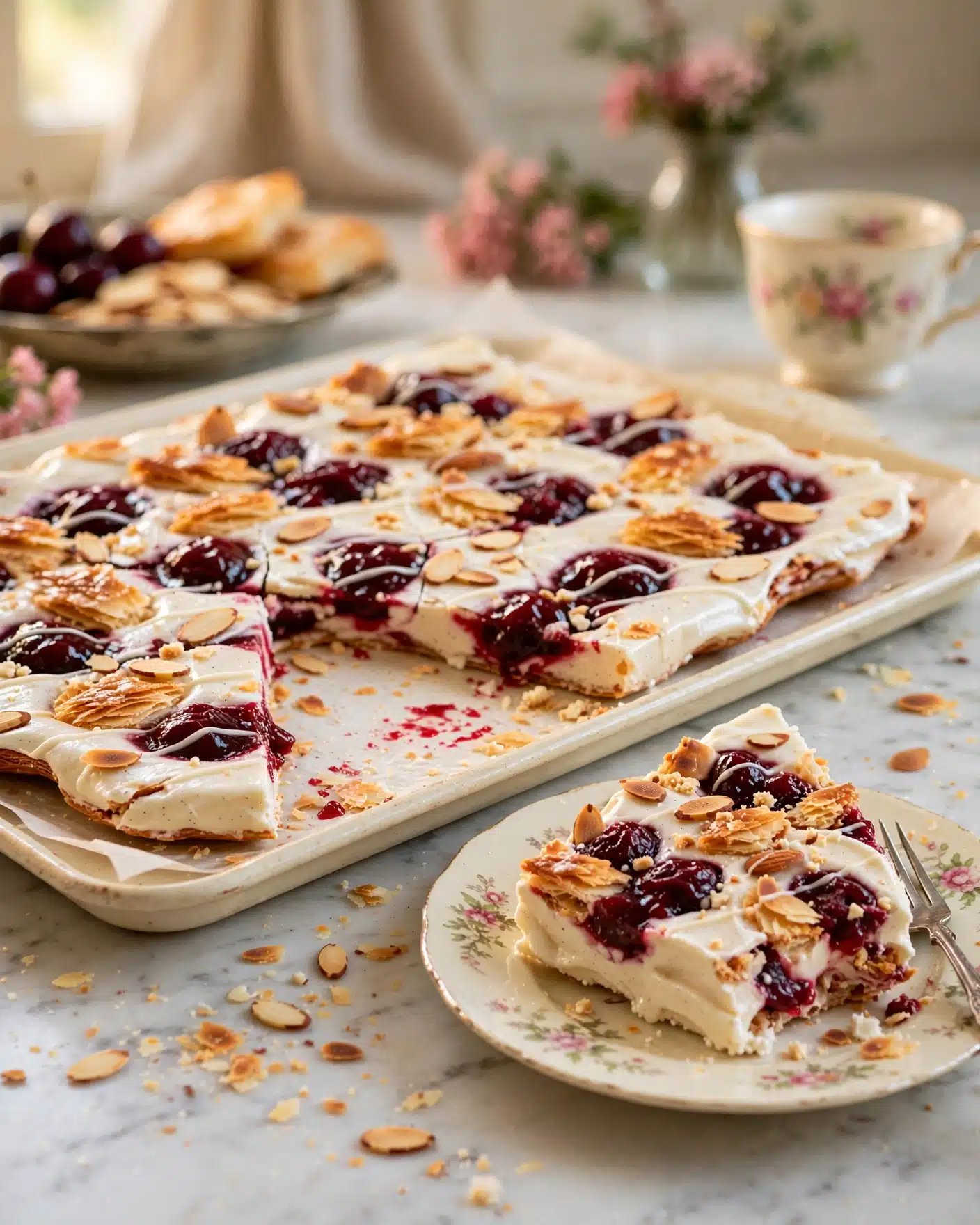 cherry_almond_frozen_yogurt_bark Cherry Almond Kringle Frozen Yogurt Bark