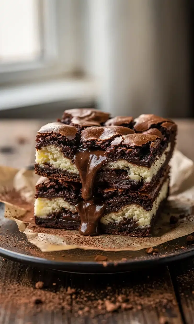 Cottage Cheese Brownies with a fudgy chocolate center